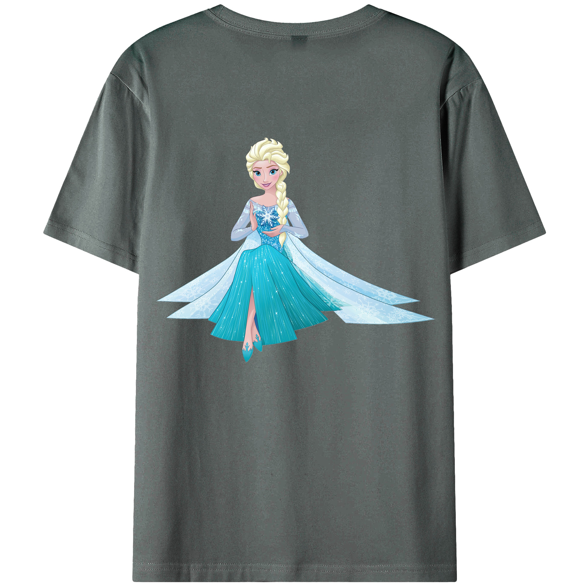 （画像用） アナと雪の女王 アンナ エルサ Frozen Anna Elsa 綿100％ メンズ半袖Tシャツ（バックプリント） 通気性